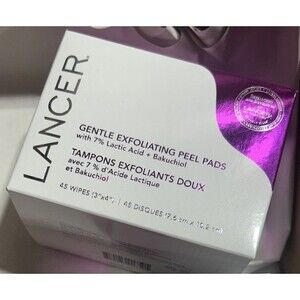 Lancer Gentle Exfoliating Peel Pads 45 Wipes 7% Lactic Acid + Bakuchiol New